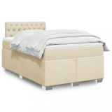 VidaXL Pat continental cu saltea, crem, 120x190 cm, textil