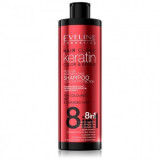 Sampon pentru par, Eveline Cosmetics, 8 in 1 Hair Clinic keratin color &amp; repair, 400 ml