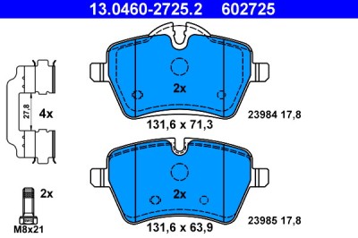 ATE 13.0460-2725.2 set placute frana,frana disc foto