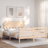 vidaXL Cadru de pat cu tăblie, 140x190 cm, lemn masiv 3195266