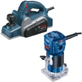 Bosch GHO 6500 + GKF 550 - Rindea electrica 650 W 82 mm + Masina de frezat 550 W 6 mm