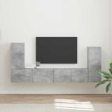 Cumpara ieftin Set comoda TV 4 buc. Gri din beton Lemn prelucrat