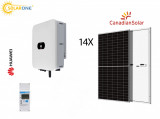 Cumpara ieftin Kit sistem fotovoltaic 6 kW hibrid monofazat, invertor Huawei si 14 panouri Canadian Solar 440 W BIFACIAL