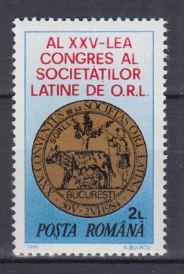 1984 LP 1102 AL XXV-LEA CONGRES AL SOCIETATILOR LATINE DE O.R.L. MNH foto