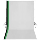 Cumpara ieftin Set studio foto cu 3 fundaluri de bumbac, cadru reglabil, 3x5 m