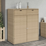vidaXL Dulap Depozitare Gradina, Poliratan Bej, 105x55x113cm, Mobilier Exterior, Cutie Depozitare, Rezistent Intemperii