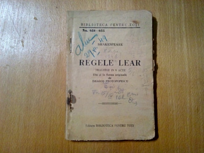REGELE LEAR - Shakespeare - BPT No. 654-655, 171 p.; foto