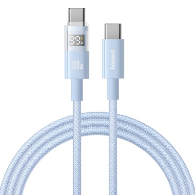 Baseus - Data Cable Display 2 (P10382702311-01) - Fast Charging, Type-C to Type-C, Digital Display, 100W, 2m - Galaxy Blue foto