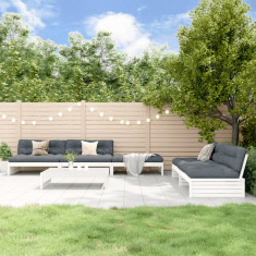 vidaXL Set mobilier relaxare grădină&perne 6 piese alb lemn masiv pin