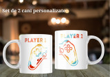 Set de 2 căni &rdquo;Player&rdquo; personalizate Termosensibila - Verde interior