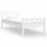 Cadru de pat mic Single 2FT6, alb, 75x190 cm, lemn masiv
