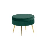 Cumpara ieftin Taburet catifea verde smarald crom auriu Noblin 51x41 cm