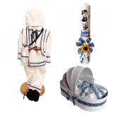 Set costum botez, trusou si lumanare personalizata, decor traditional, Denikos&reg;