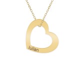 Colier personalizat cu inimioara si nume din argint 925 placat cu aur galben 24K