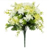Buchet Flori Artificiale Crizanteme, 34cm, Alb-Verde, Plastic, Interior, Aranjament Floral, Decoratiuni Casa