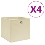 VidaXL Cutii de depozitare, 4 buc., crem, 28x28x28 cm, textil nețesut