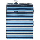 Cumpara ieftin Patura picnic pliabila, dungi albastre alb, 200x150 cm catifea