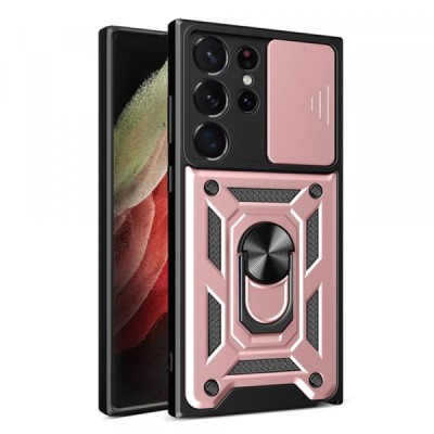Husa pentru Samsung Galaxy S22 Ultra 5G S908, Techsuit, CamShield, Roz foto
