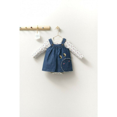 Set rochita cu body pentru fetite Monster, Tongs baby (Culoare: Bleumarin, Marime: 9-12 luni) foto