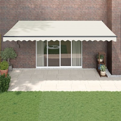 Copertină retractabilă automată, crem, 5x3 m foto