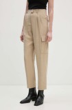 BA&amp;SH pantaloni femei, culoarea bej, fason cargo, high waist, 1H24LOIK
