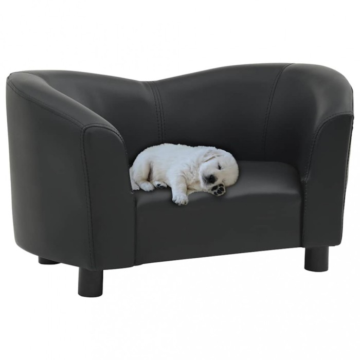 Canapea pentru c&acirc;ini, negru, 67x41x39 cm, piele ecologică