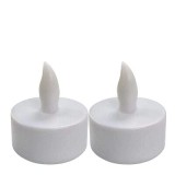 Cumpara ieftin Set 2 lumanari decorative LED albe 4.1 x 3.9 cm, iluminare galbena, efect flacara, 6 baterii LR41 AG3 incluse, pentru decor casa, masa si aniversari