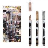 Carioci Chalkmarker, Set 3 Bucăți, Culori Metalizate, V&acirc;rf 1mm, Negru, Oem