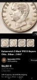 Germania 3 marci DREI MARK 1910 D , argint 16,65 grame