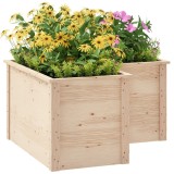 Outsunny Jardini&egrave;re &icirc;n formă de L, pat de grădină ridicat, ghiveci de flori cu fund deschis, din lemn 120 x 120 x 62 cm, lemn natural | Aosom Romania