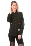 B587-1 Camasa neagra, cu patch-uri aplicate si buzunare false, M