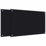 Cumpara ieftin Panou antistropi bucatarie 2 buc. negru 80x50cm sticla securiz.