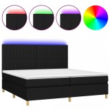 Cumpara ieftin Pat cu arcuri, saltea si LED, negru, 200x200 cm, textil