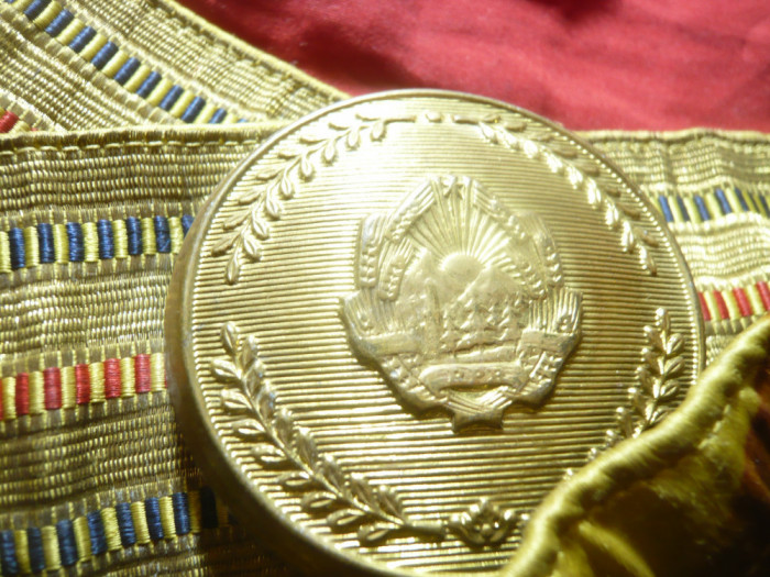 Centura Militara de Parada - General RPR ,cu fir auriu metalizat , l= 5,2 cm
