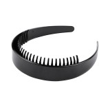 Cordeluta lata din plastic pentru par cu pieptene Crisalida, 38 cm, Negru