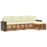 vidaXL Set de canapele de exterior cu pernă 5 pcs Natural și Crem 3384246