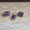 Set Bijuterii Cercei si Pandativ Ametist montate intr un design traditional in argint _ boho chic, estetica boema moderna