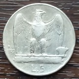 (A122) MONEDA DIN ARGINT ITALIA - 5 LIRE 1929, VITTORIO EMANUELE III, Europa