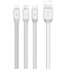 Cablu Incarcare USB - Lightning / USB Type-C / MicroUSB XO Design NB18, 3in1, 2.4A, 1.2 m, Argintiu