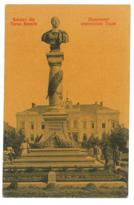 4919 - TURNU-SEVERIN, Traian statue, Romania - old postcard - unused