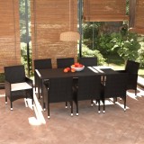 Cumpara ieftin Gossi set mobilier de gradina cu perne, 9 piese, negru, poliratan