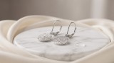 Cercei Lungi din Argint 925 cu Pandantiv Rotund si Pave Plin de Zirconiu