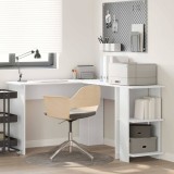VidaXL Birou de Colț cu Stocare Alb 140 x 113.5 x 75 cm Lemn compozit