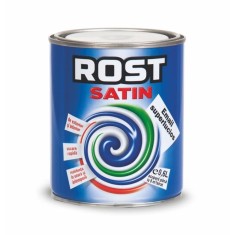 Vopsea alchidica Rost Satin pentru lemn si metal, interior/exterior, 0.6L, albastru