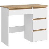 Birou Beta 3 Norge cu 4 sertare, 94x43x75 cm, alb si stejar craft Household NewTrend