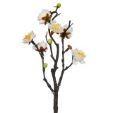 Ramură Decorativă, Flori de Migdal, Plastic, Alb, 29 cm, Oem
