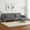 Gossi canapea extensibila cu taburet, 2 locuri, gri inchis, textil