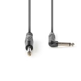 Cablu audio MONO Jack 6.35 mm tata - 6.35 mm tata cotit 3m gri Nedis
