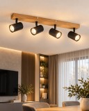 Cumpara ieftin Spot Industrial Klausen Zinnia PL4 Negru Natur, 4xGU10, 59.5x6x12 cm, Corp Iluminat Modern Orientabil pentru Living, Bucatarie sau Birou Elegant