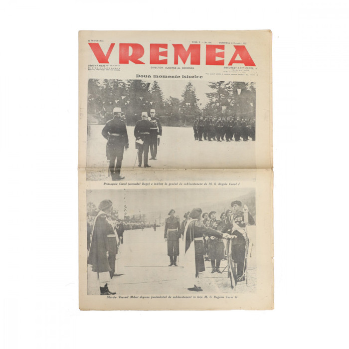 Publicația &bdquo;Vremea&rdquo;, Anul X, 31 octombrie 1937, &icirc;nălțarea &icirc;n grad a principelui Mihai I